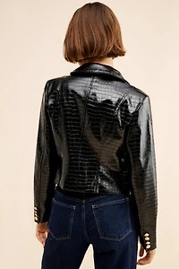 Avec Les Filles Vegan Leather Croc Lady Jacket