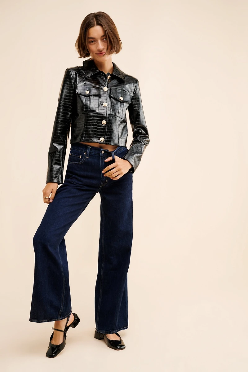 Avec Les Filles Vegan Leather Croc Lady Jacket