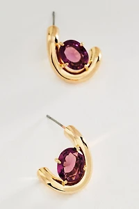 Wrapped Stone Hoop Earrings