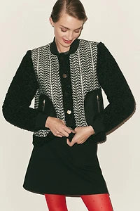 Avec Les Filles Tweed Sherpa Mix Jacket