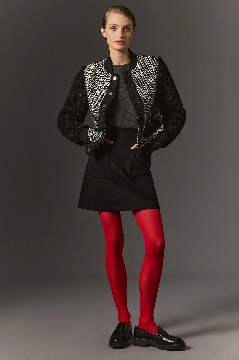 Avec Les Filles Tweed Sherpa Mix Jacket