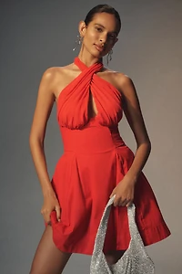 Maeve Twist Halter Tie-Neck Mini Dress