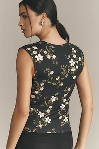 Maeve Cap-Sleeve Cut-In Knit Top