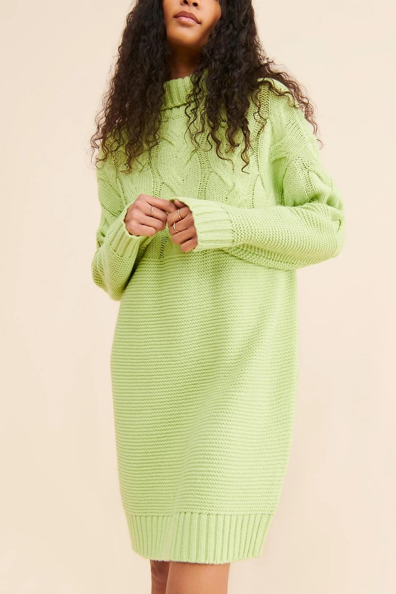 Callahan Cable-Knit Turtleneck Sweater Mini Dress