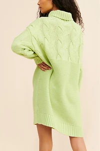 Callahan Cable-Knit Turtleneck Sweater Mini Dress