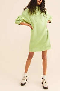 Callahan Cable-Knit Turtleneck Sweater Mini Dress