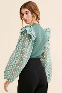 Flat White Mixed Media Pullover