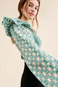 Flat White Mixed Media Pullover