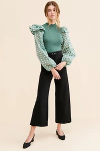 Flat White Mixed Media Pullover