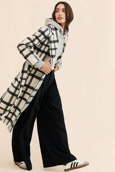 Hutch Plaid Tie-Front Overcoat