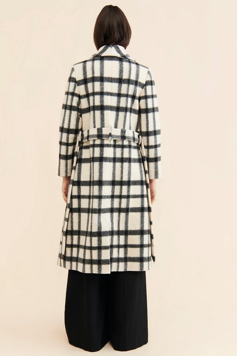 Hutch Plaid Tie-Front Overcoat
