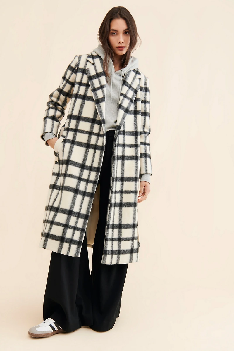 Hutch Plaid Tie-Front Overcoat