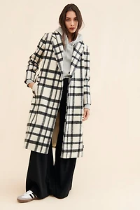 Hutch Plaid Tie-Front Overcoat