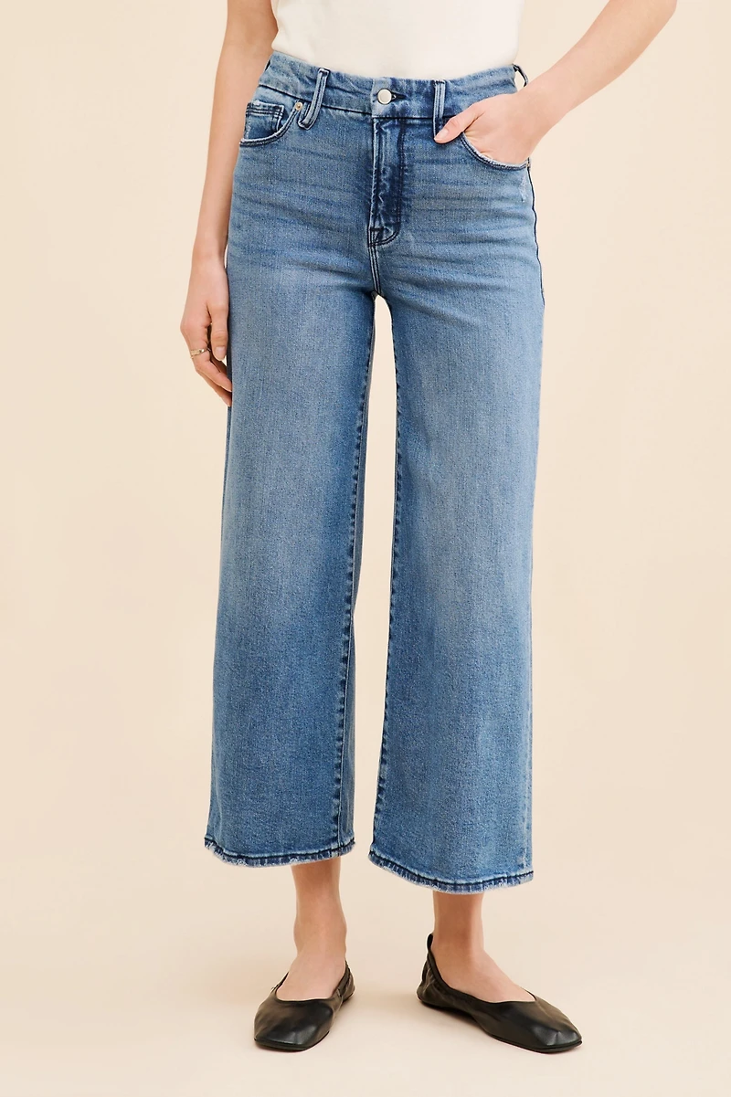 Good American Waist Palazzo Crop Jeans