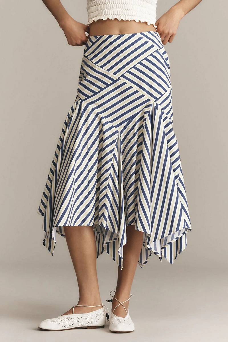 Reworked Menswear Handkerchief Midi Skirt