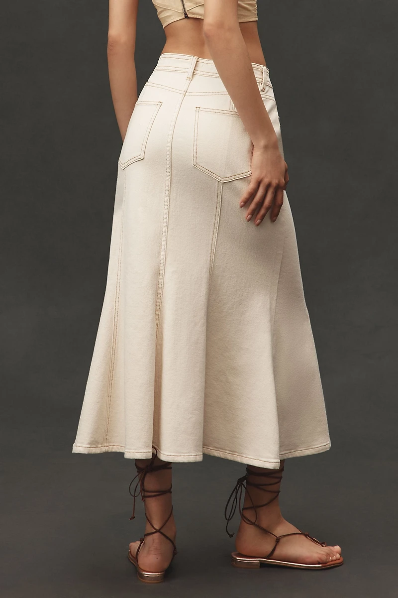 Bagatelle Paneled Flare Denim Midi Skirt