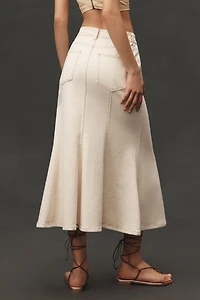 Bagatelle Paneled Flare Denim Midi Skirt