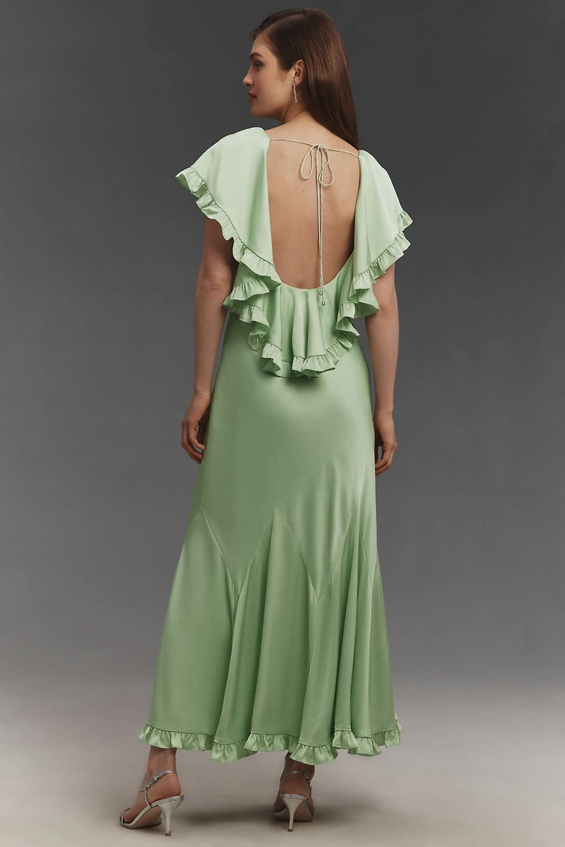 BHLDN Caped Satin Midi Dress