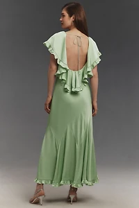 BHLDN Caped Satin Midi Dress
