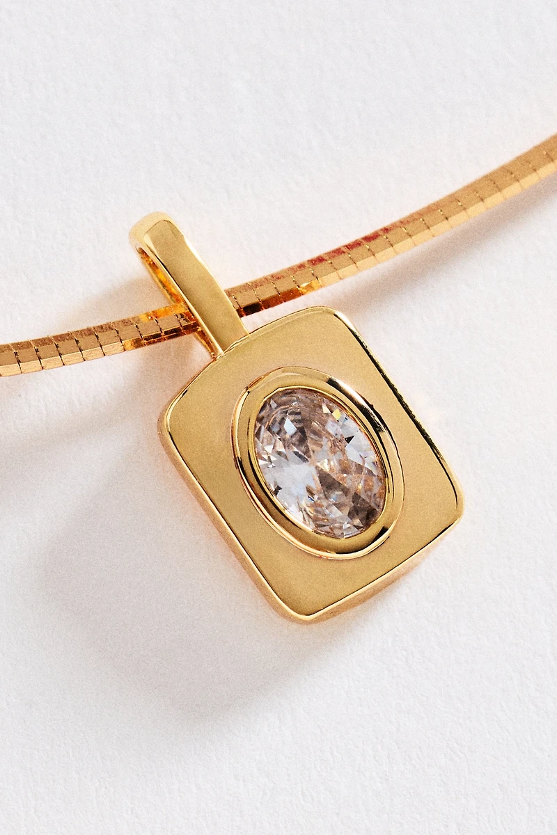 Framed Bezel Pendant Collar Necklace