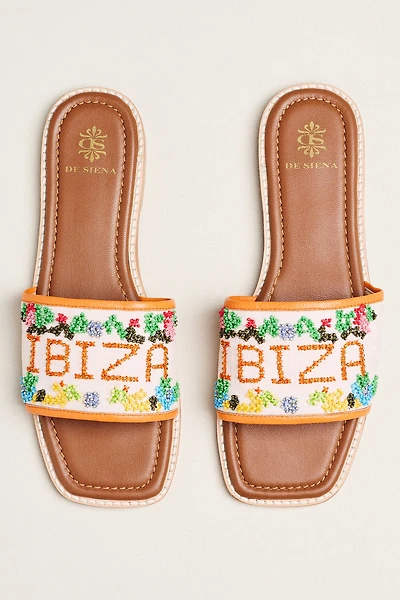 De Siena Ibiza Embroidered Slide Sandals