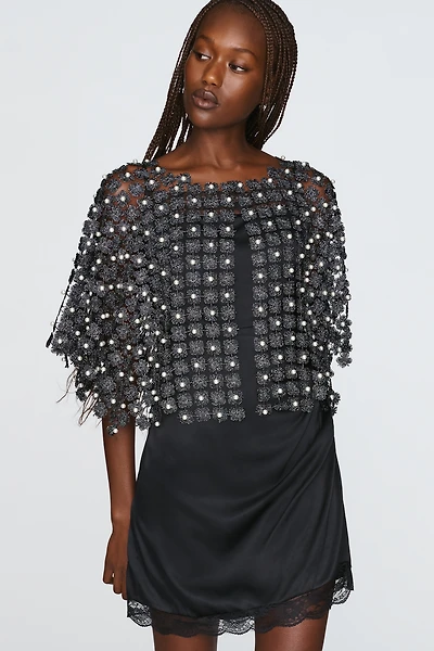 Sheer Pearl Lace Cape