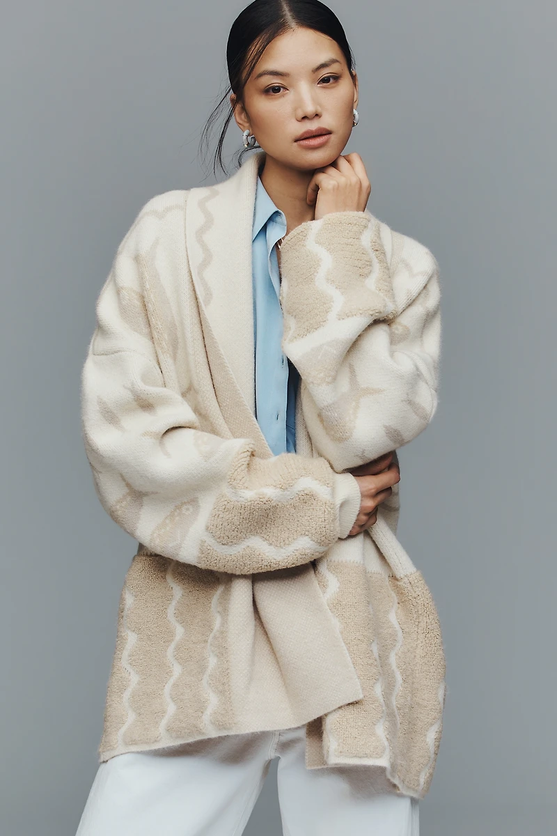 By Anthropologie Wave Textured Cardigan