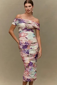 BHLDN Evelyn Stretch Mesh Off-Shoulder Maxi Dress