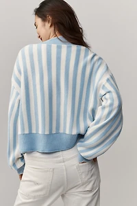 By Anthropologie Waffle-Knit Scalloped Cardigan Sweater