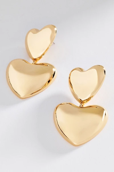 Double Heart Drop Earrings