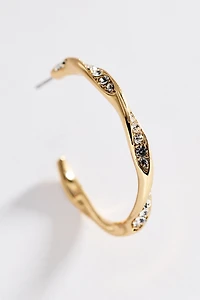 Twisted Crystal Hoop Earrings