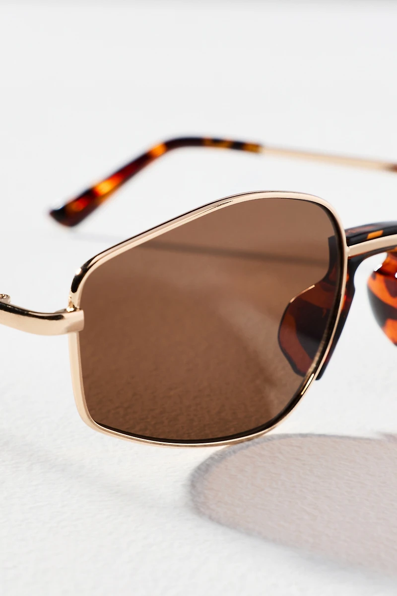 Geometric Rectangle Metal Sunglasses