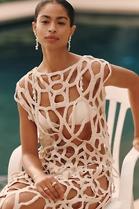 & Layered Cotton Cutwork Crochet Tunic