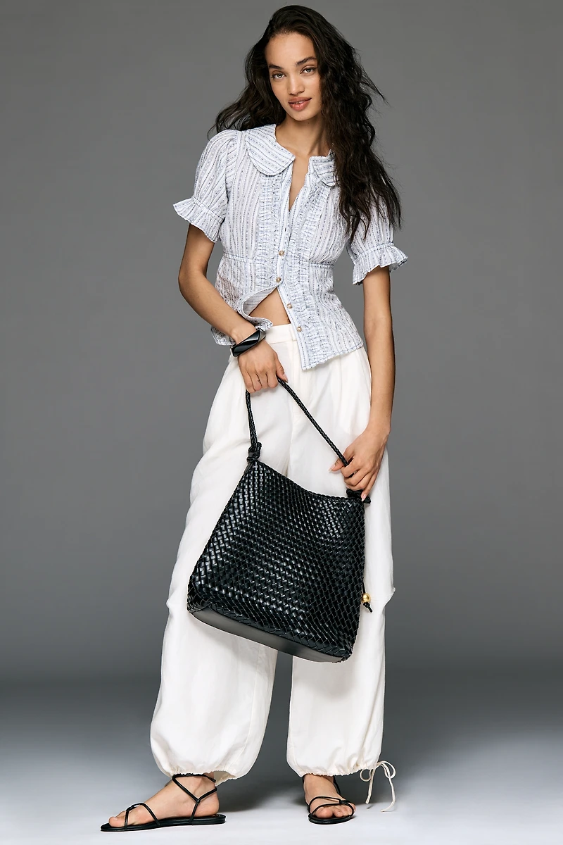By Anthropologie Woven Knotted-Strap Bucket Bag