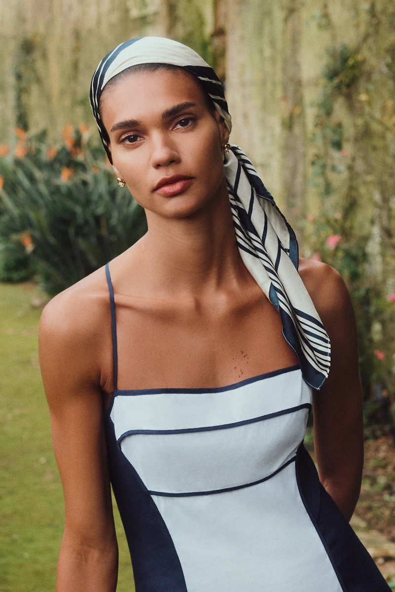 Two-Tone Printed Hair Scarf