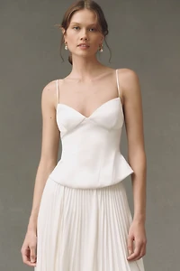 BHLDN Satin Corset and Pleated Midi Skirt Set