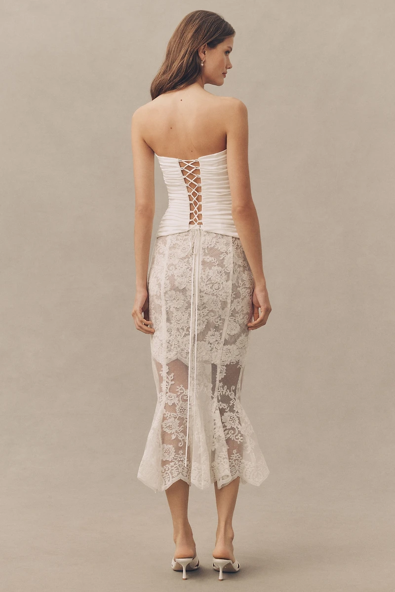 V. Chapman Phoebe Strapless Top and Lace Midi Skirt Set