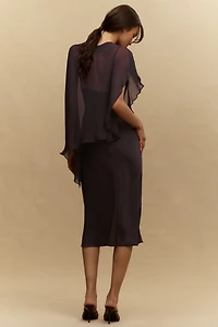 BHLDN Romy Satin Chiffon Cape Dress
