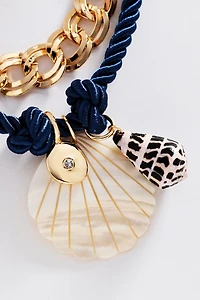 Seashell Layered Chunky Chain Necklace