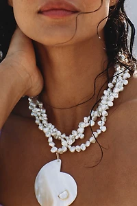 Layered Pearl Shell Pendant Necklace