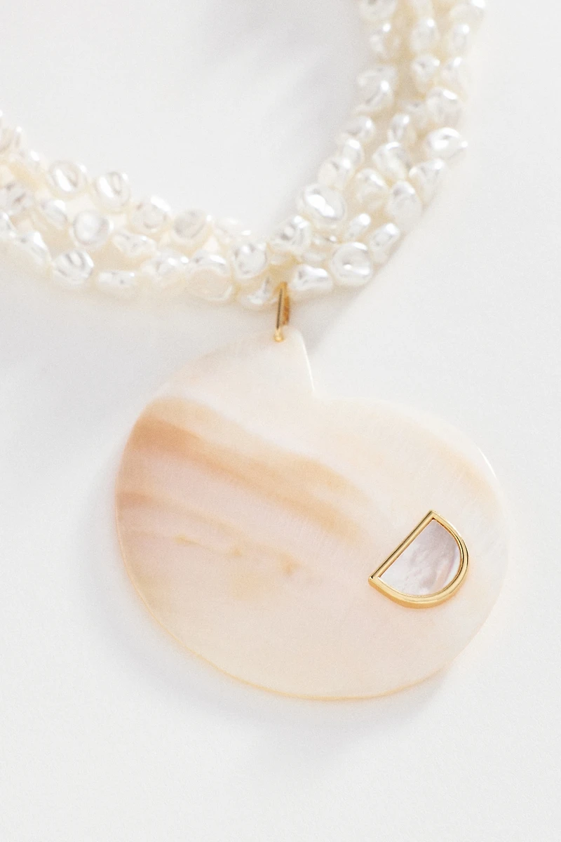 Layered Pearl Shell Pendant Necklace