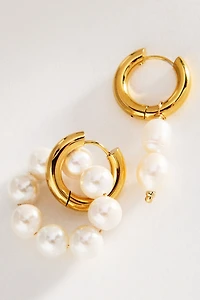 Timeless Pearly Chain Pearl Huggie Earrings