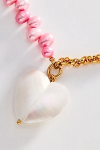 Timeless Pearly Pearl & Chain Heart Pendant Necklace