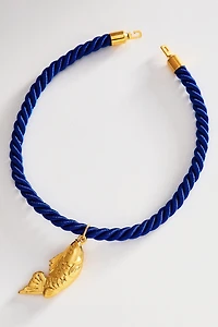 Timeless Pearly Corded Fish Pendant Necklace