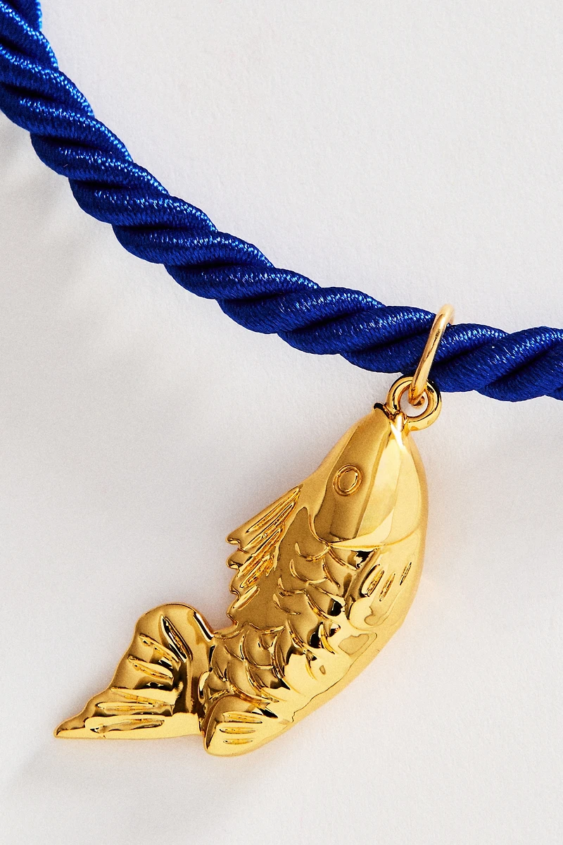 Timeless Pearly Corded Fish Pendant Necklace