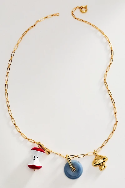 Timeless Pearly Fruity Mushroom Stone Charm Necklace