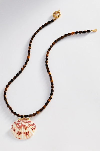 Timeless Pearly Tiger Eye Shell Beaded Necklace