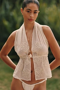 Celandine Cotton Mesh Halter Top