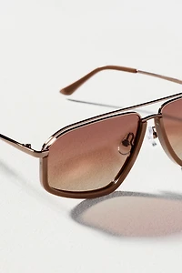Eleventh Hour Polarized Metal Aviator Sunglasses