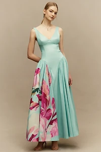 Hutch Jemma Sleeveless Basque-Waist Midi Dress